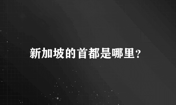 新加坡的首都是哪里？