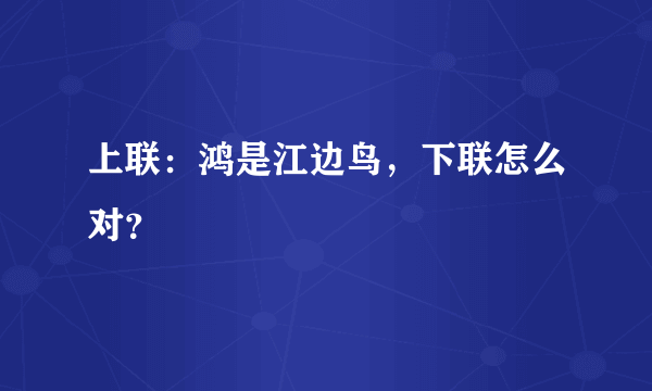 上联：鸿是江边鸟，下联怎么对？