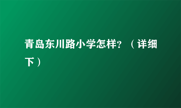 青岛东川路小学怎样？（详细下）