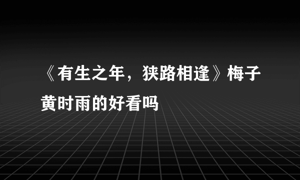 《有生之年，狭路相逢》梅子黄时雨的好看吗