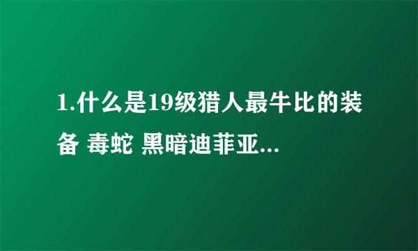 1.什么是19级猎人最牛比的装备 毒蛇 黑暗迪菲亚护甲 山猫之靴 蛇磷腰带