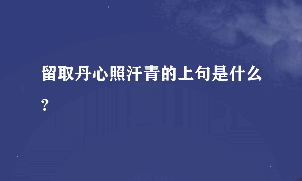 留取丹心照汗青的上句是什么？