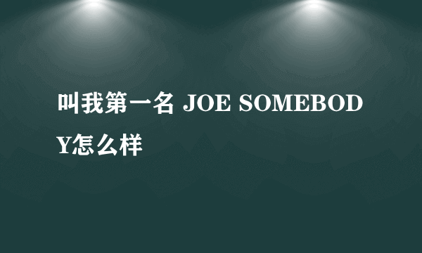 叫我第一名 JOE SOMEBODY怎么样