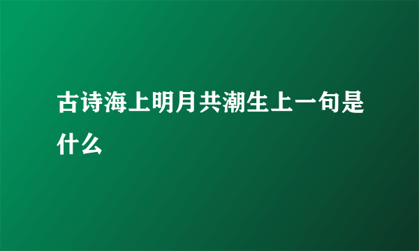 古诗海上明月共潮生上一句是什么