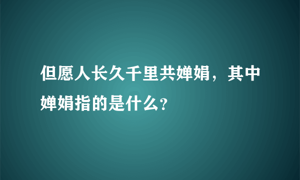 但愿人长久千里共婵娟，其中婵娟指的是什么？