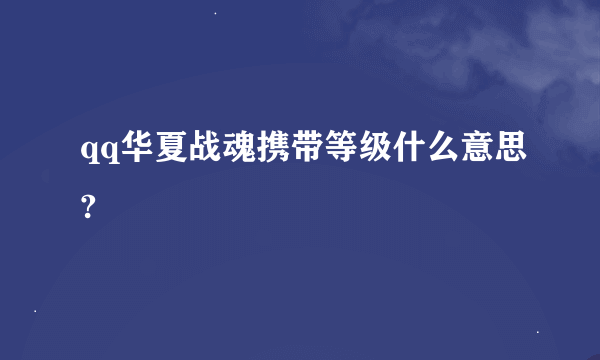 qq华夏战魂携带等级什么意思?