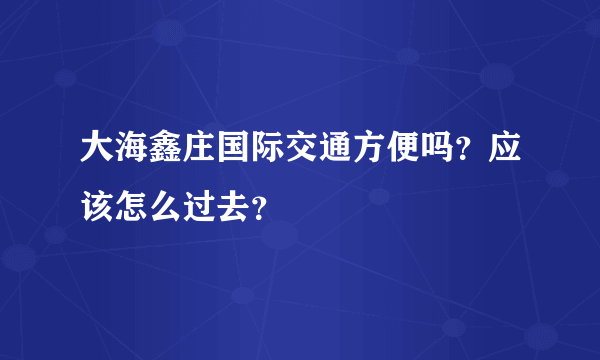 大海鑫庄国际交通方便吗？应该怎么过去？