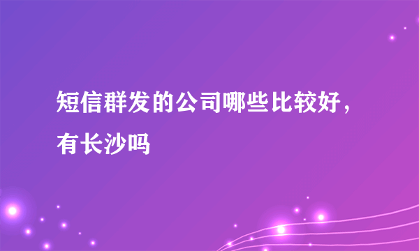 短信群发的公司哪些比较好，有长沙吗