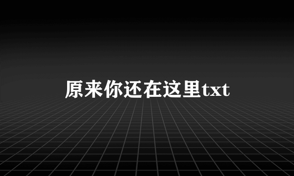 原来你还在这里txt