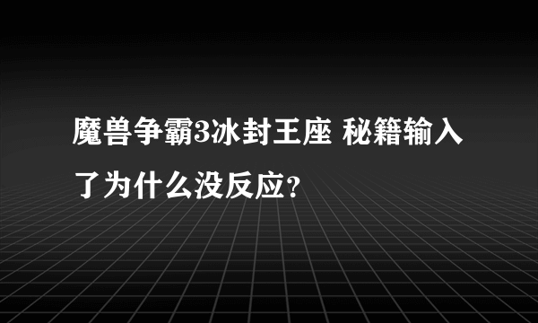 魔兽争霸3冰封王座 秘籍输入了为什么没反应？