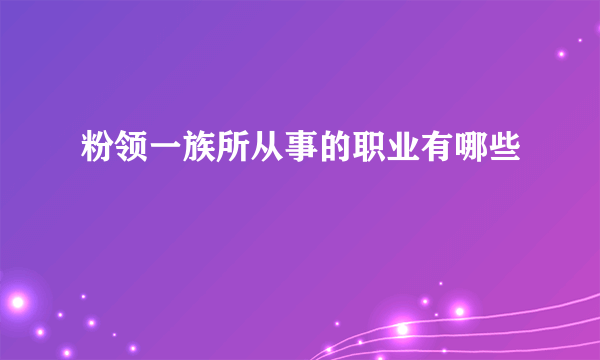 粉领一族所从事的职业有哪些