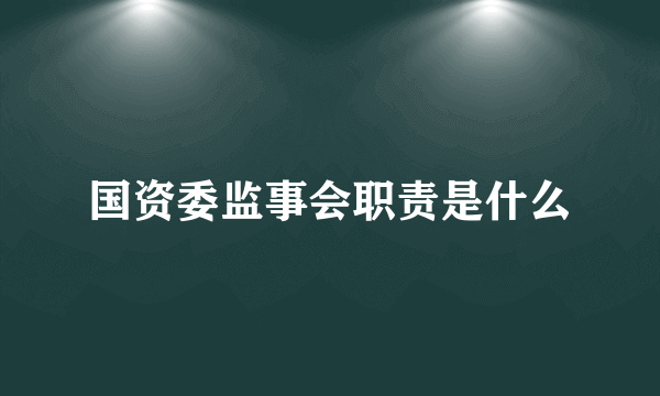 国资委监事会职责是什么