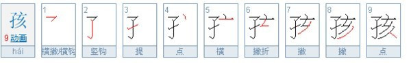 孩字的笔顺是什么