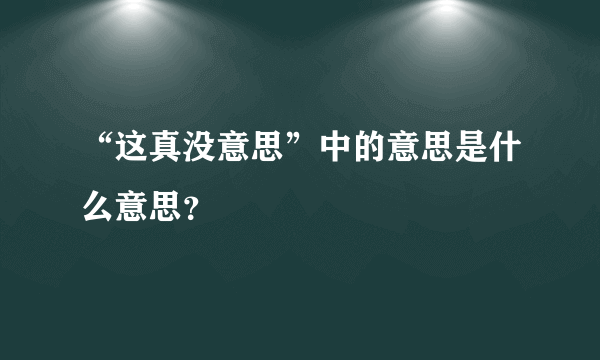 “这真没意思”中的意思是什么意思？