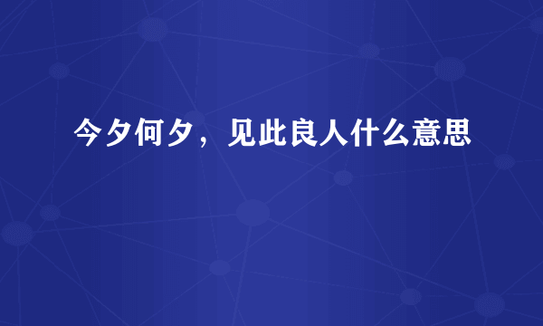 今夕何夕，见此良人什么意思