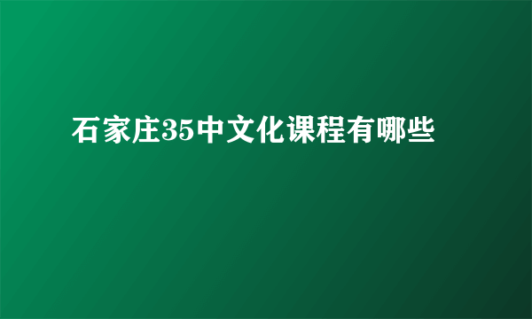 石家庄35中文化课程有哪些