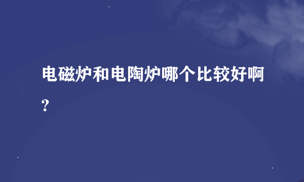 电磁炉和电陶炉哪个比较好啊？