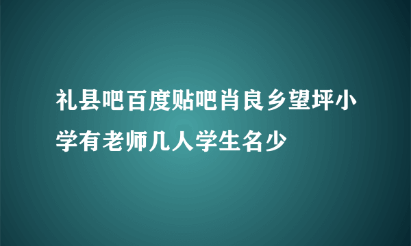 礼县吧百度贴吧肖良乡望坪小学有老师几人学生名少