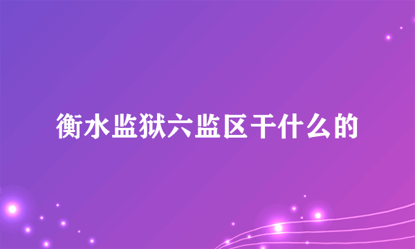 衡水监狱六监区干什么的