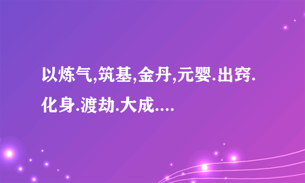 以炼气,筑基,金丹,元婴.出窍.化身.渡劫.大成.天仙.金仙.大罗金仙.罗天上仙.划分的小说