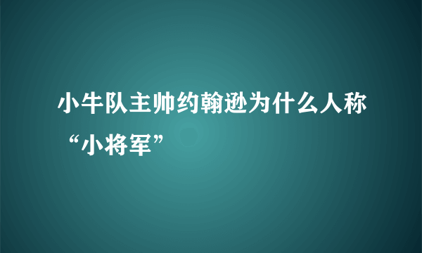 小牛队主帅约翰逊为什么人称“小将军”