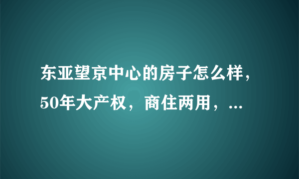 东亚望京中心的房子怎么样，50年大产权，商住两用，水电气的费用是民用的，买了好出手么。