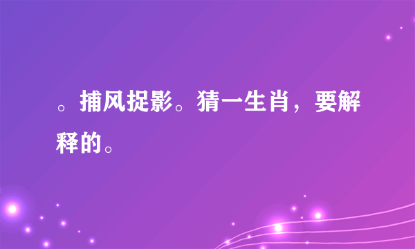 。捕风捉影。猜一生肖，要解释的。