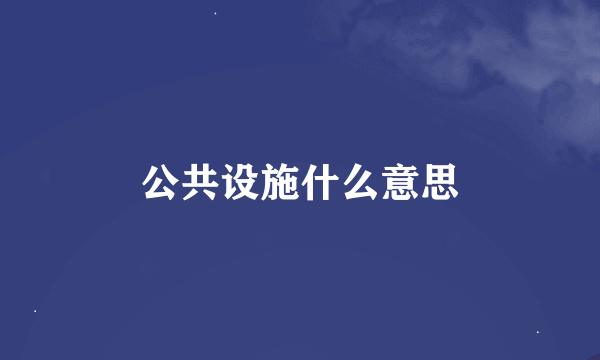 公共设施什么意思