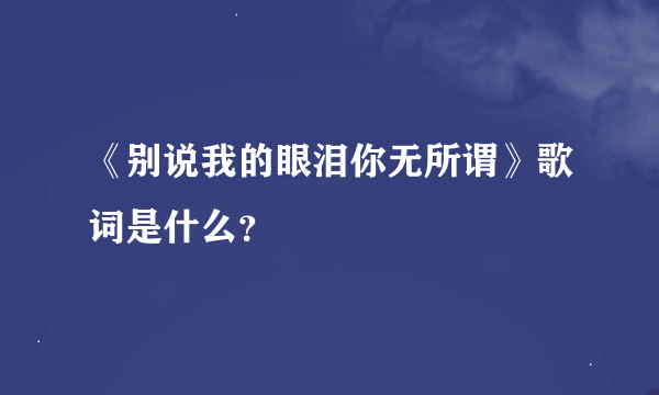 《别说我的眼泪你无所谓》歌词是什么？