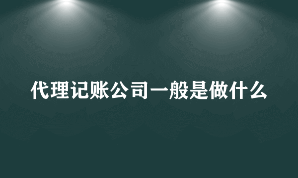 代理记账公司一般是做什么