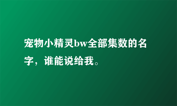 宠物小精灵bw全部集数的名字，谁能说给我。