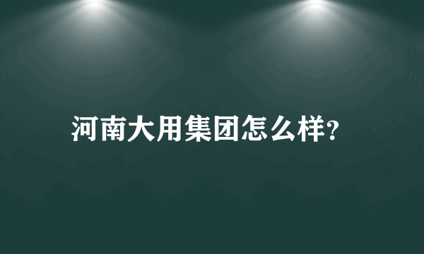 河南大用集团怎么样？