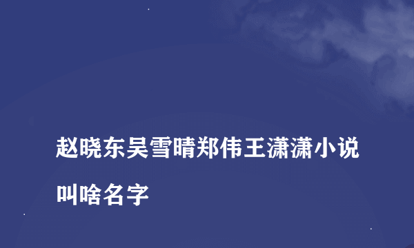 
赵晓东吴雪晴郑伟王潇潇小说叫啥名字

