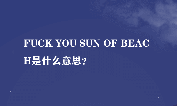 FUCK YOU SUN OF BEACH是什么意思？