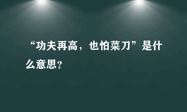 “功夫再高，也怕菜刀”是什么意思？