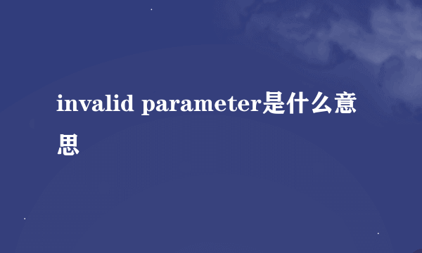 invalid parameter是什么意思