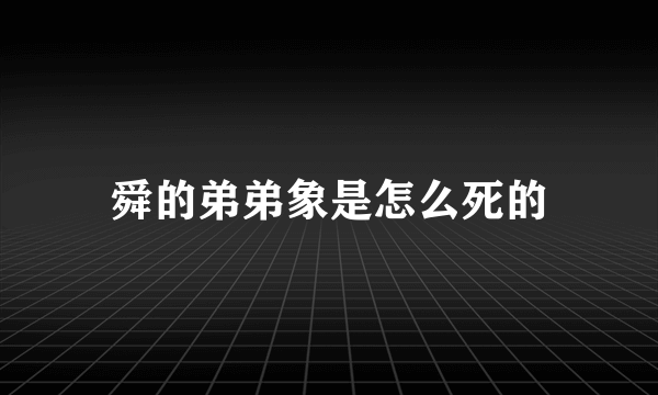 舜的弟弟象是怎么死的