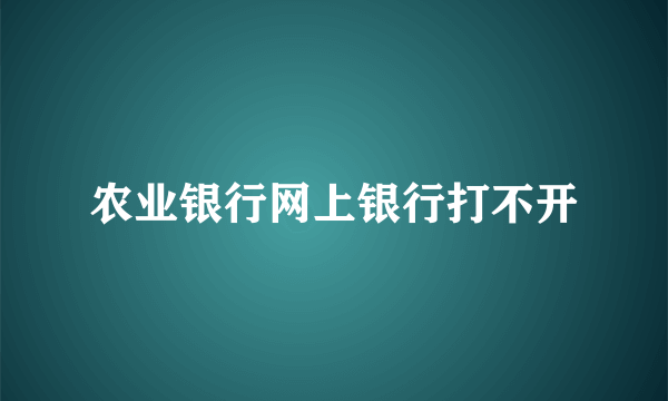 农业银行网上银行打不开