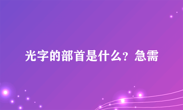 光字的部首是什么？急需