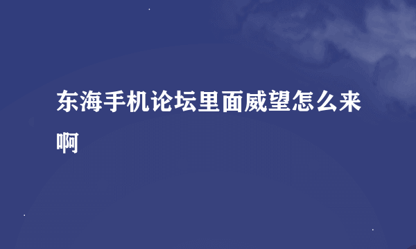 东海手机论坛里面威望怎么来啊