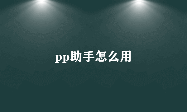 pp助手怎么用