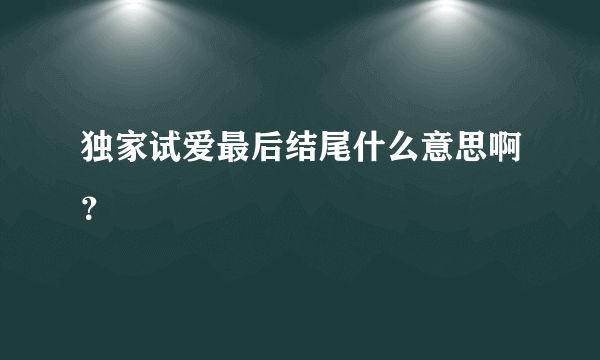 独家试爱最后结尾什么意思啊？