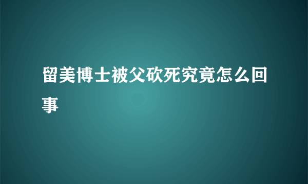 留美博士被父砍死究竟怎么回事