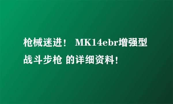 枪械迷进！ MK14ebr增强型战斗步枪 的详细资料！