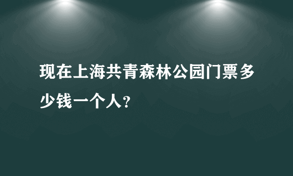 现在上海共青森林公园门票多少钱一个人？