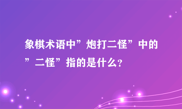 象棋术语中”炮打二怪”中的”二怪”指的是什么？