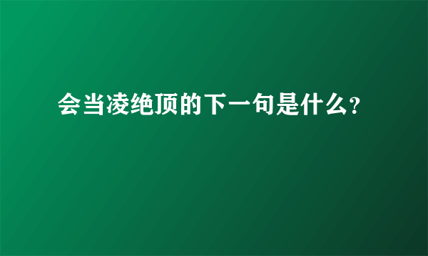 会当凌绝顶的下一句是什么？