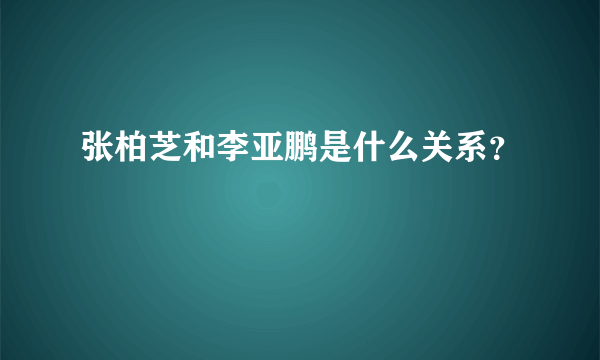 张柏芝和李亚鹏是什么关系？