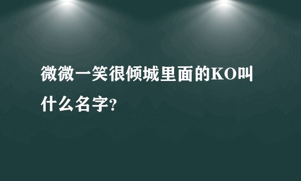 微微一笑很倾城里面的KO叫什么名字？