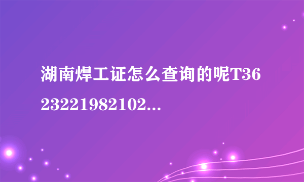 湖南焊工证怎么查询的呢T362322198210263912陈文铭